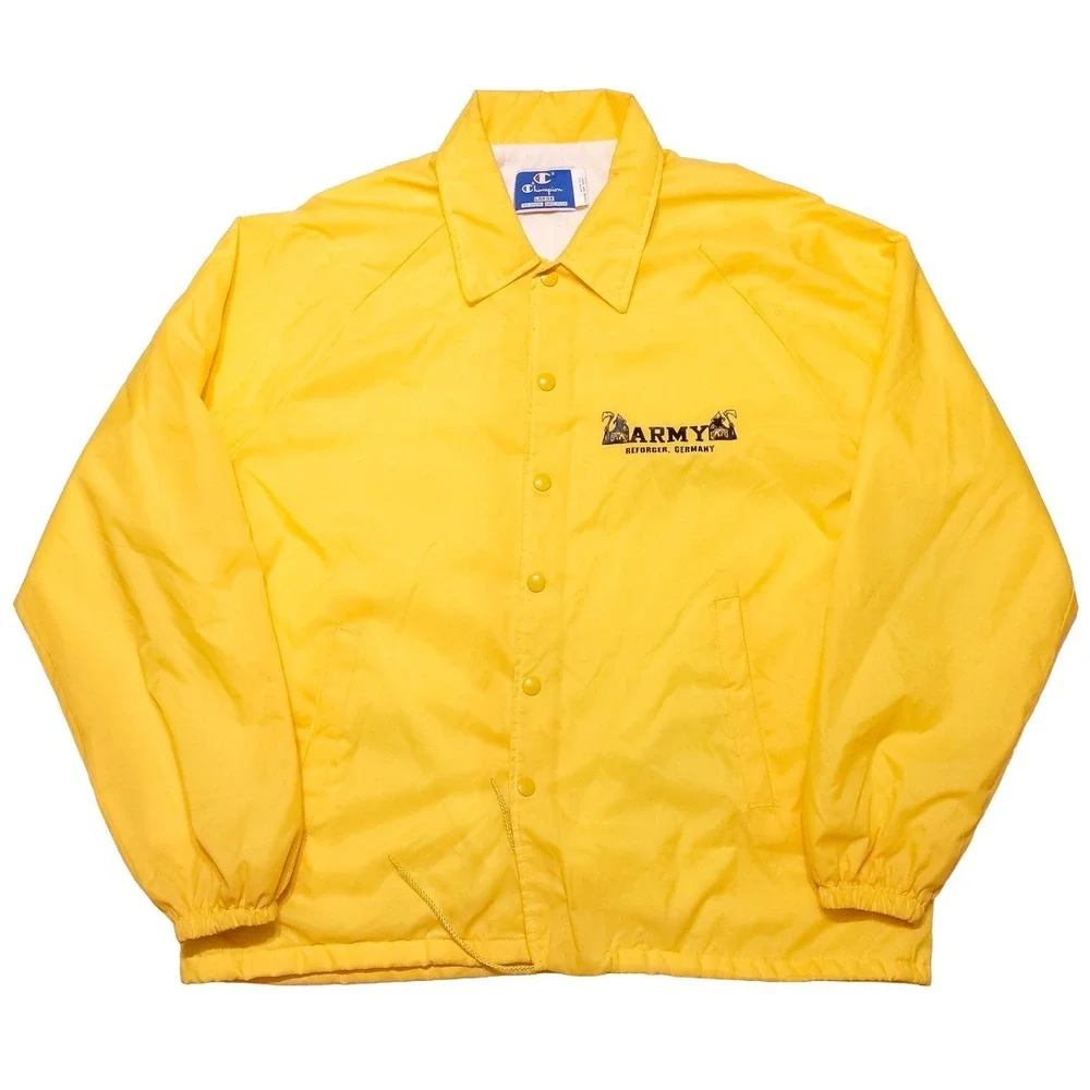 Vintage CHAMPION US Army Reforger Germany NATO Jacket Grim Reaper Yellow Large L